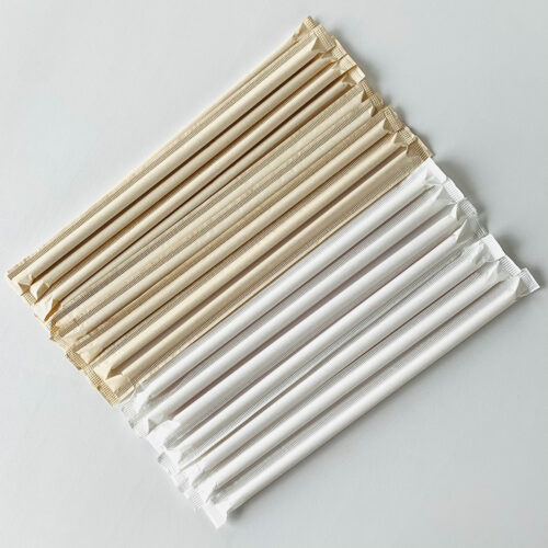 Ø8 Bevel Coffee Grounds Straw Individually Wrapped 100Pcs