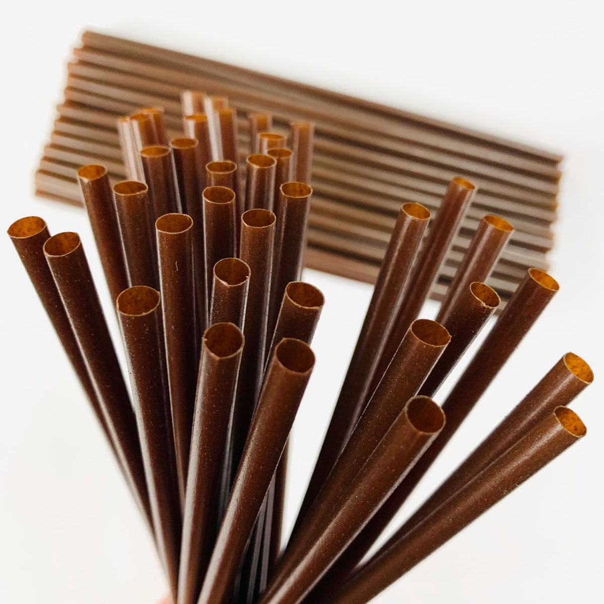Ø6 Flat Coffee Grounds Straw 100Pcs NATURE BIO Sugarcane Straw